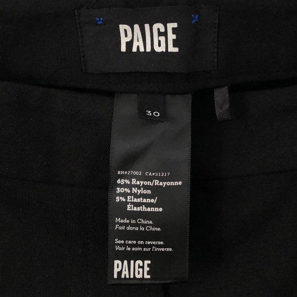 PAIGE Los Feliz Black Leather Trim Pants Black - Picture 4 of 7